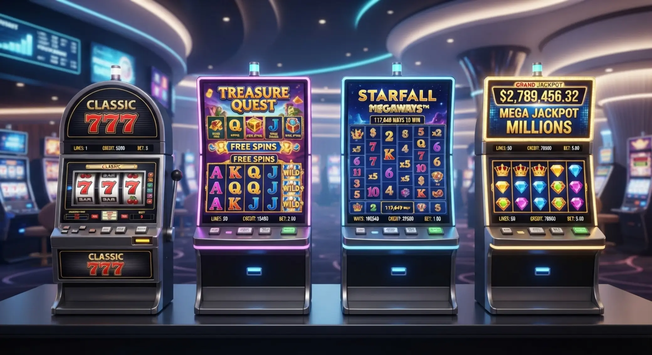 Rodzaje automatów online Porównanie typów automatów online: klasyczny, wideo, Megaways i jackpot