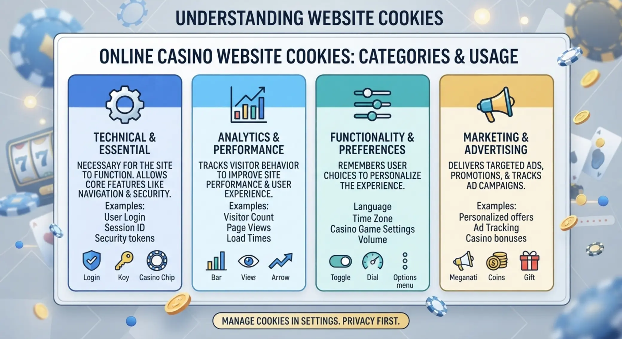 Kategorie plików cookies w kasynie Podział plików cookies na kategorie w kasynie online