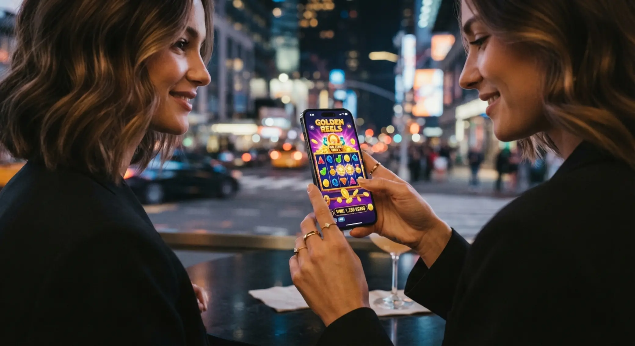 Użytkownik grający w kasyno mobilne na telefonie wieczorem
