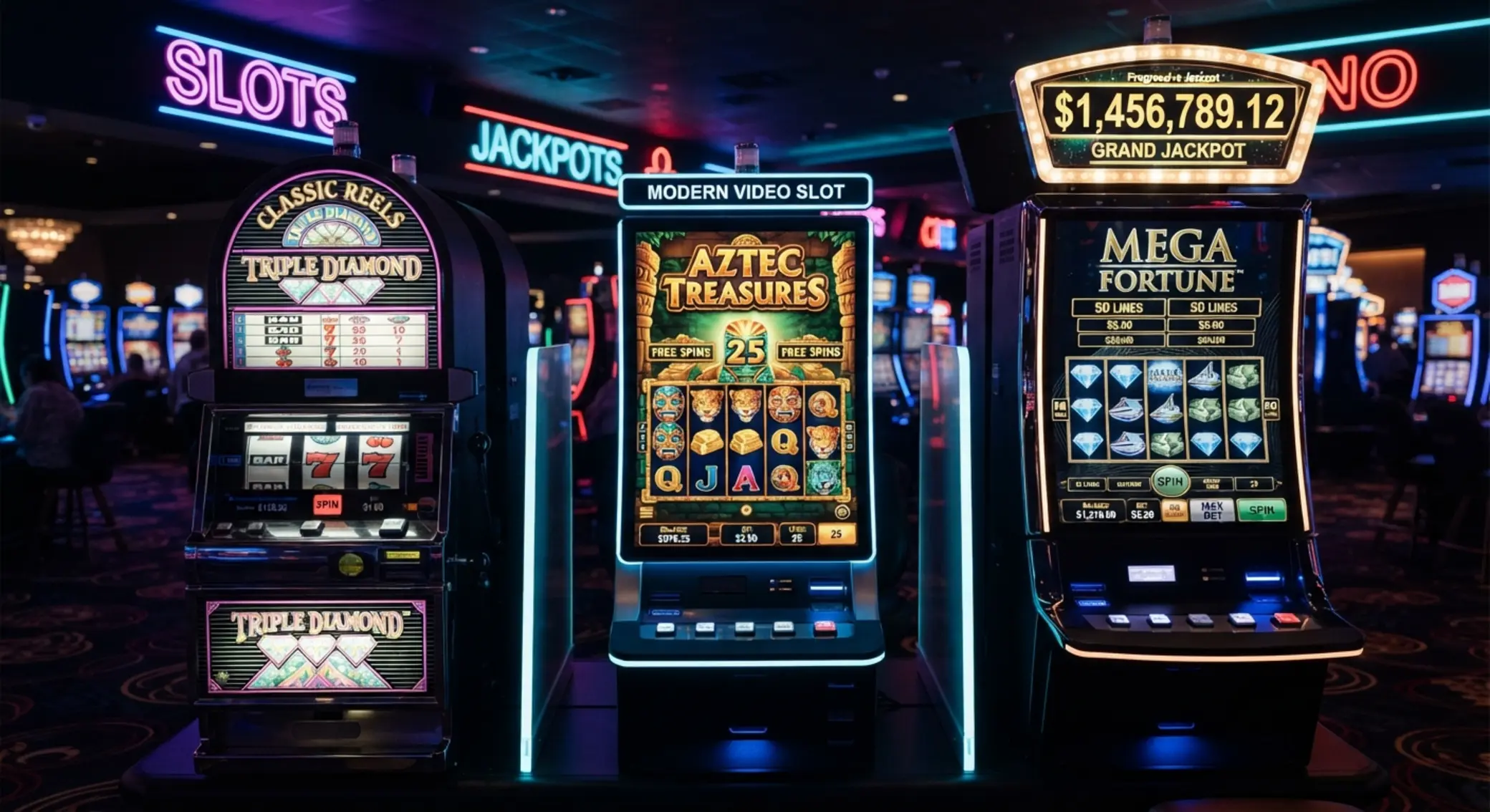 Porównanie klasycznej maszyny, wideo slotu i automatu jackpot