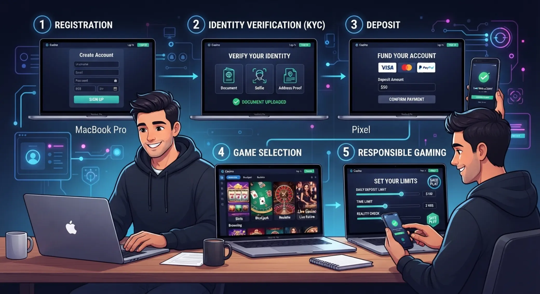 Etapy rozpoczęcia gry w wirtualnym kasynie online